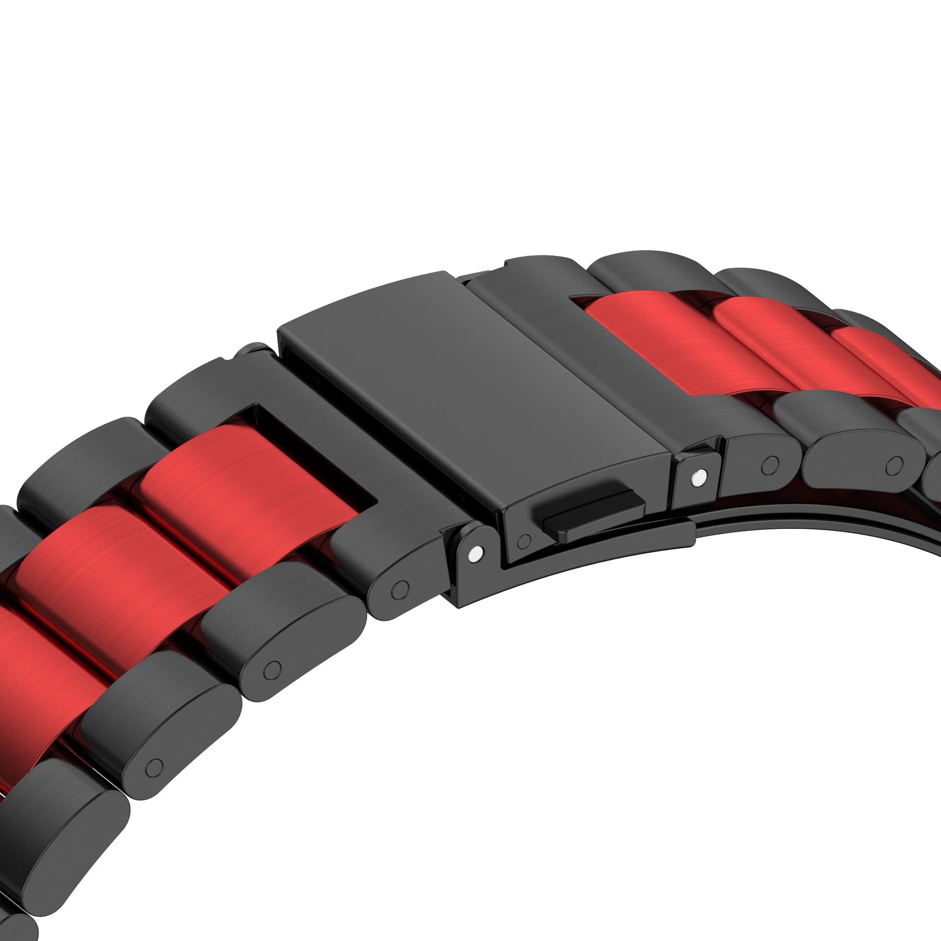 For Samsung Galaxy Fit3 Quick Release Watch Strap Stainless Steel Watchband - Black / Red / Black For Samsung Galaxy Fit3 Quick Release Watch Strap Stainless Steel Watchband - Black / Red / Black